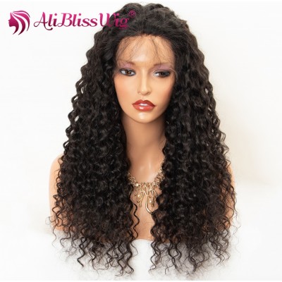 Aliblisswig Bleached Knots 100% Human Hair Pre Plucked Hairline High Quality Jerry Curl Wigs 360 Lace Front Wigs