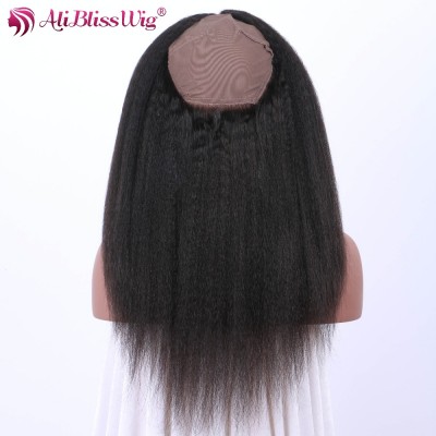 Part Anywhere Kinky Straight 360 Frontal With Closed Cap Brazilian Virgin Italian Yaki 360 Lace Closure With Baby Hair