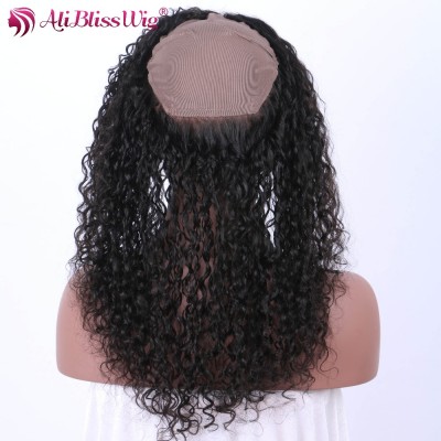 Cheap Wholesale Natural Color Curly Hair Soft Brazilian Virgin 360 Lace Frontal Closure With Closed Cap For Black Women