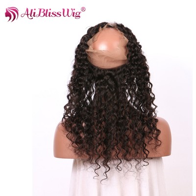 Ali Bliss Wig Supply Cheap Comfortable 100% Unprocessed Virgin Brazilian Hair Deep Curly 360 Swiss Lace Frontal