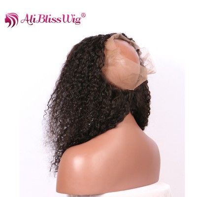 Ali Bliss Wig Quality Guarantee Brazilian Virgin Hair Vendors Curly Natural Color Human Hair 360 Lace Frontal With Baby Hair