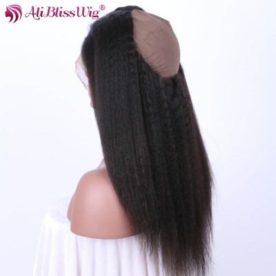 Ali Bliss Wig Free Shipping 100% Unprocessed Natural Color Kinky Straight Human Hair 360 Lace Frontal Closure With Baby Hair